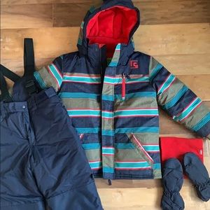 Kids snowsuit jacket pants mittens neck warmer